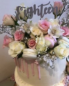 Floral drip two tier cake! #floralcake #dripcake #cake | Beth Bakes Cakes