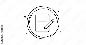 Document write 2d animated outline icon. Document write rotation appearance 4k motion design animation for web, mobile and ui design