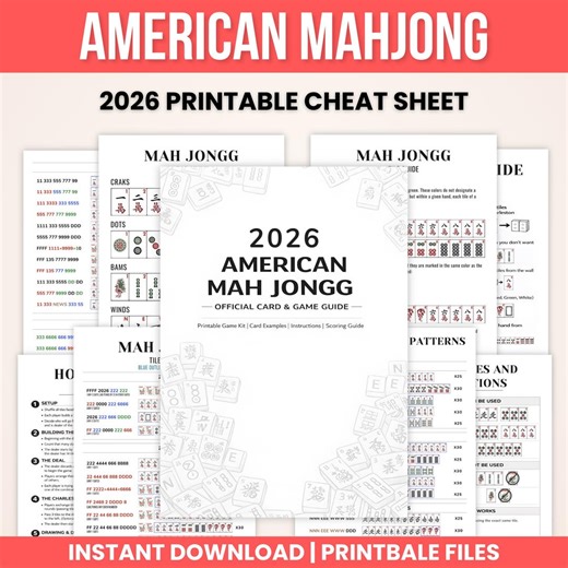 2026 American Mahjong Cheat Sheet – Easy Reference Card for Mahjong Lovers and Beginners - Etsy