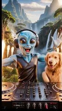 Happy Alien DJ Playing Dance Music 👽🎧✨