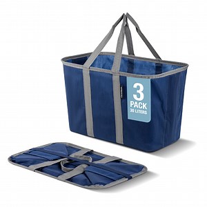 CleverMade Collapsible EcoBasket Tote - 30L - Blue/Gray (3 Pack) - Walmart.com