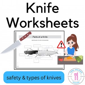 Knife Safety & Knife Parts Printable Worksheet   Reference Sheet FCS FACS Foods