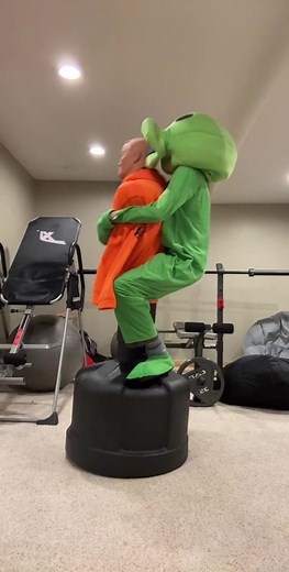 Alien Costume Martial Arts Workout in Home Gym