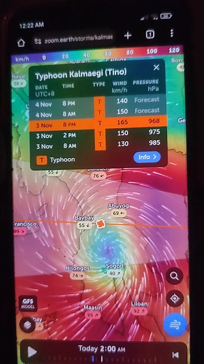 9.5K views · 48 reactions | Typhoon "TINO" latest update. Kusog2 jud wind speed 150 kph to 205kph Keep safe and please pray everyone | Jun Weak | Facebook