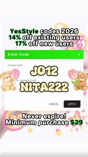 (Never expire) Sharing YesStyle coupon code + rewards code (minimum purchase $39) - April 2026 🌺💕