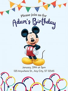 Mickey Mouse Birthday Invitation - Editable Party Template (digital) - Etsy