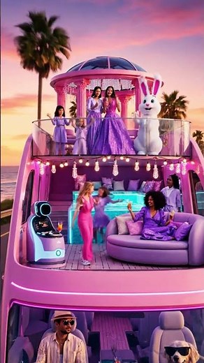 Luxury Pink RV Party on Wheels! 🚐✨ Family Dance Party with Dogs & Robot | Ultimate Dream Vacation