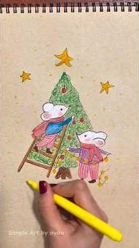 Mrs. and Mr. Mouse are celebrating Christmas.😍🐭😮#cute #art #lern