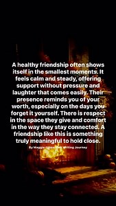 Leave a 🌿 if a friendship in your life feels peaceful and grounding. Healthy friendships do not leave you feeling drained or unsure. They feel balanced and reassuring, allowing you to be yourself without explanation. The care feels natural, and the connection does not demand more than you can give. There is a quiet strength in knowing someone respects your space while still choosing to stay close. Over time, that kind of presence builds trust and creates a sense of safety that cannot be rushed 