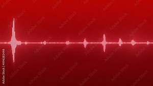 A red background with a red line that is a series of dots. The dots are in different sizes and are arranged in a way that they look like a wave