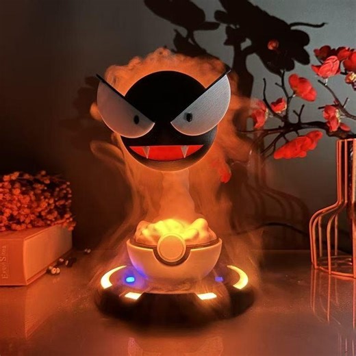 Gastly Humidifier LED Light,3d Printed Desk Decor,gamers Bedroom Office Night Lamp,custom Gaming Room Gift,sixteen Adjustable Lighting Color - Etsy