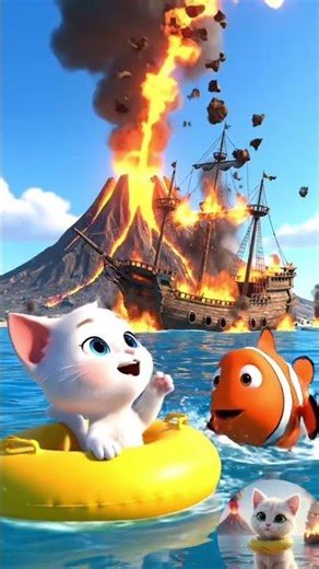 Cat vs Nemo: Volcano Escape! 🌋🐱 #shorts #animation #cute #funny