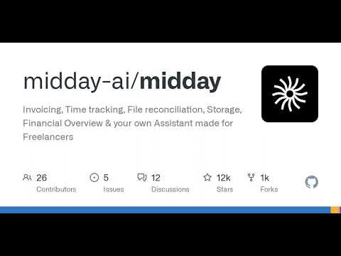 GitHub - midday-ai/midday: Invoicing, Time tracking, File reconciliation, Storage, Financial Over...
