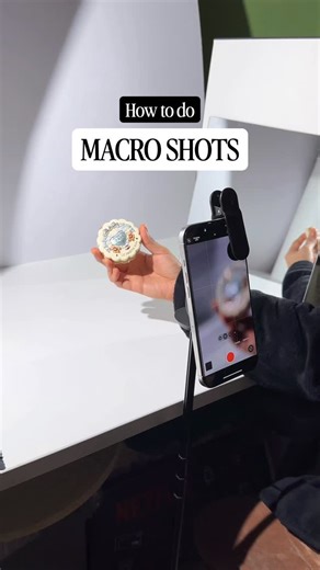 Shin | UGC Creator on Instagram: "learn how to do macro shots in 15 seconds 😌 settings I ALWAYS use when shooting: 4k 60fps HDR off macro off! (flower icon) grids and level on I used an iPhone 16 pro max here 🥰 comment tripod or macro if you want the link!s! #howto"