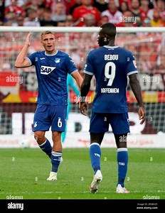 Berlin, Deutschland. 23rd Sep, 2023. 09/23/2023, Alten Forsterei, Berlin, GER, 1.FBL, 1.Union Berlin vs TSG 1899 Hoffenheim, DFL regulations prohibit any use of photographs as image sequences and/or quasi-video. in the picture Grischa Promel (Hoffenheim), Ihlas Bebou (Hoffenheim) Credit: dpa/Alamy Live News Stock Photo - Alamy