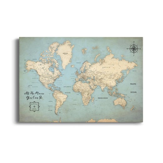 Push Pin Map - Antique | Personalized Canvas Print | Wall Art | Various Sizes - Etsy