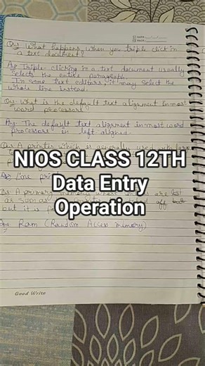 class 12th Data Entry Operation important questions #nios #exam #shorts