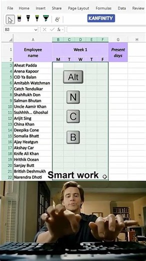Track Attendance in Seconds 📊🔥 | Smart MS Excel Trick You Must Know!#shorts #asmr #excel #tricks