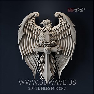 Fichier STL 3D Aigle avec croix : modèle de sculpture CNC (téléchargement numérique) - Etsy France