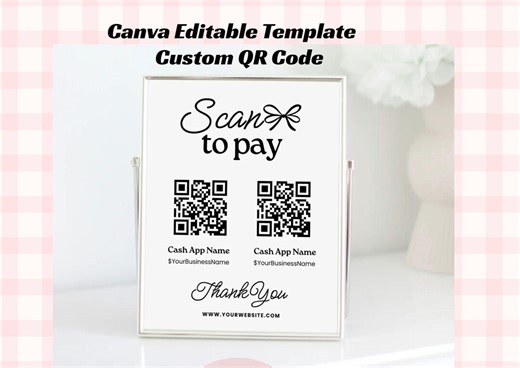 Scan to Pay QR Code Sign Editable Canva Template Custom Payment Display for Small Business - Etsy