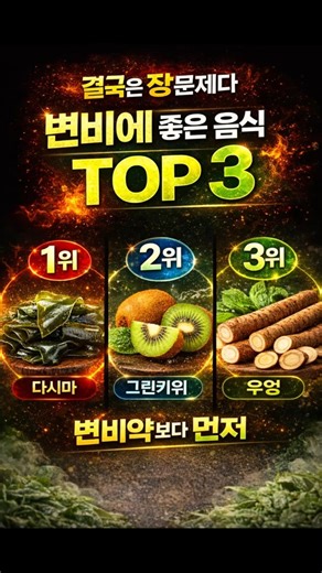 변비에 좋은 음식 TOP3 #변비에좋은음식#변비TOP3#장건강#숙변제거#변비약NO#장독소#중년건강#시니어건강#건강습관#건강쇼츠