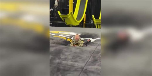 Viewer video of child hitting head at the bottom of Slick City slide