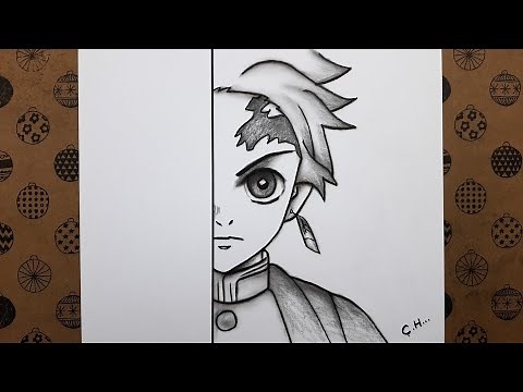 Kolay Anime Çizimi Tanjiro Kamado Anime Adım Adım Nasıl Çizilir Karakalem Kolay Çizimler