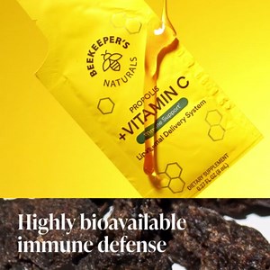 Propolis Liposomal Vitamin C by Beekeeper's Naturals, 1000mg Vitamin C, Propolis & Organic Honey, Supercharged Immune Support & Increased Bioavailibity for Max Absorption, 30 Ct