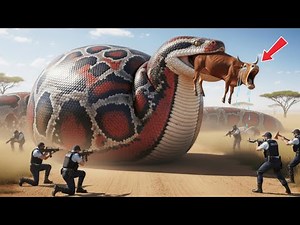 Heartbreaking Attack! Heroic Rescue Team Save Cow From Giant Python! 🥹🐍