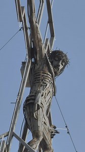 Metal sculpture of a crucified Jesus Christ - Free Stock Video