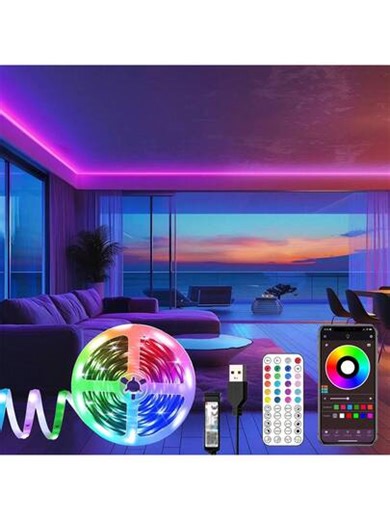 NBBUFF 100 piedi Strisce di luci a LED per decorazione domestica, illuminazione intelligente con controllo remoto tramite app, funzione timer, regolazione della luminosità, microfono incorporato per sincronizzazione musicale e cambio colore, per decorazione di stanze, cucine, feste, TV, videogiochi | SHEIN
