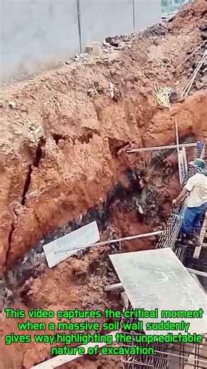 Extreme Construction Safety Alert: Sudden Soil Collapse! #worker #process #construction #industrial