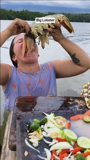 Eating a HUGE Lobster in the River! 🦞