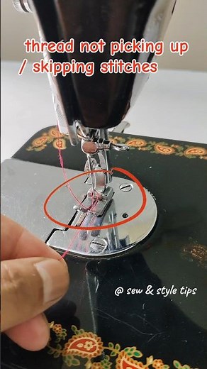How to fix bobbin thread not picking up or skipping stitches problems 🤔 #sewingmachinerepair #shorts