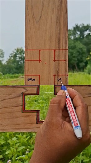 example of making a wooden joint with a lock #woodworking #shortsvideo