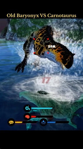 🌊🔥 Underwater Dino Fight! Baryonyx vs Carnotaurus 🦖💥 #jurassicclash #exploreshorts