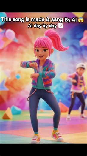 This song is made by AI 😱 #DreamTrackAI Animated student character doing a fun energetic dance