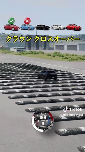 トヨタ車と巨大スピードバンプの対決