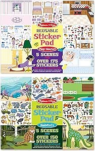 Melissa & Doug Reusable Sticker Pads Set: Play House and Habitats - 325 Stickers