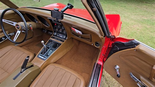 1971 Red Corvette Stingray Convertible 4spd For more information visit: https://www.hobbycarcorvettes.net/corvette/1971-red-corvette-stingray-convertible-4spd CASH PRICE: $ 38000 Transmission: Manual Engine: 350 Mileage: 66,057 original miles Details Numbers matching, four speed manual transmission, 66,057 original miles, dark saddle interior, tan convertible top, rally wheels, AM/FM/Cassette radio, original air cleaner, original valve covers, original ignition shielding, dual exhaust, and much 