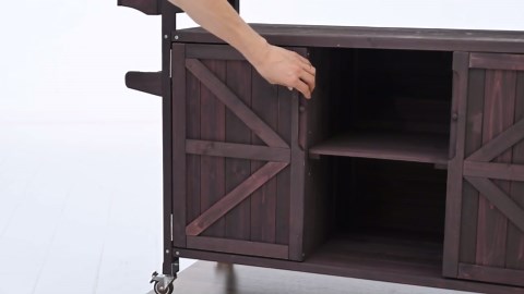 PDTEND Natural Stainless-Steel Top 50.25 in. W. Rolling Kitchen Island Outdoor Grill Table with Spice Rack, Towel Rack for BBQ 20231225A81