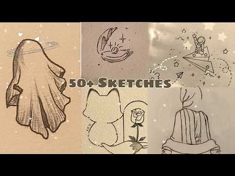 Easy sketch ideas for beginners | easy drawing ideas | cute sketches ☁️🌷
