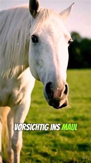 Weißes Pferd frisst Apfel“