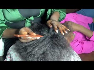 Asmr✨scratching, Brushing, oiling, combing my sisters hair with gum cracking