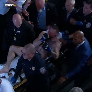 Conor McGregor was carted out of the arena after suffering a leg injury during UFC 264. | SportsCenter