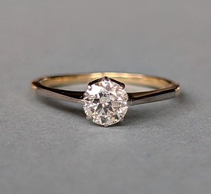 Bague de fiançailles solitaire en or 18 carats et diamants Art déco 0,50 carat - Etsy France