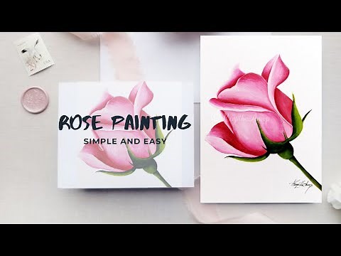 how to paint a Rose acrylics simple and easy STEPS / Step by step acrylic painting beginners ROSE