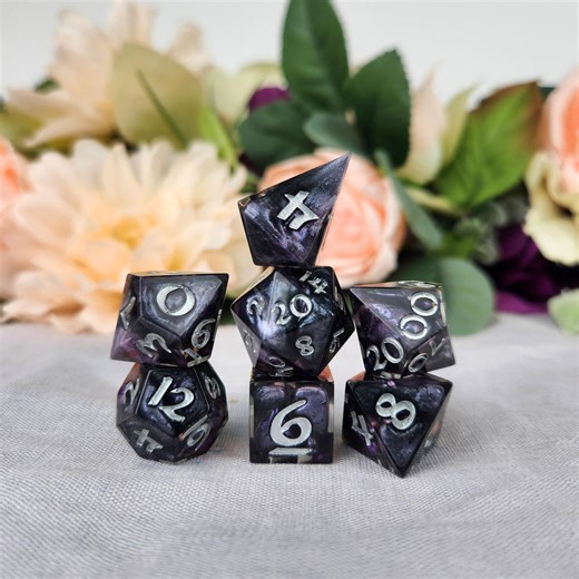 Purple & Black Handmade Polyhedral Dice Set - Etsy