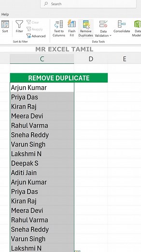 Remove Duplicate Data in 1 Click using Ms-excel tutorial in Tamil 😱🔥 #excel #exceltips #excelhacks #excelskills #mrexceltamil | Mr Excel Tamil