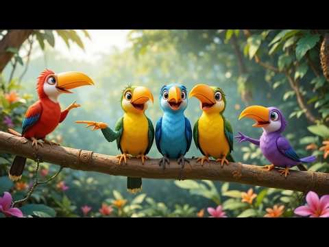 Five Little Toucans Squawk Squawk Squawk | Tropical Bird Song & Counting Rhyme